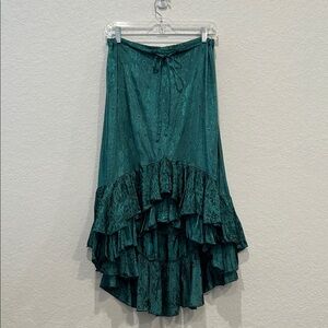 Chic High-Low Teal Skirt with Ruffles